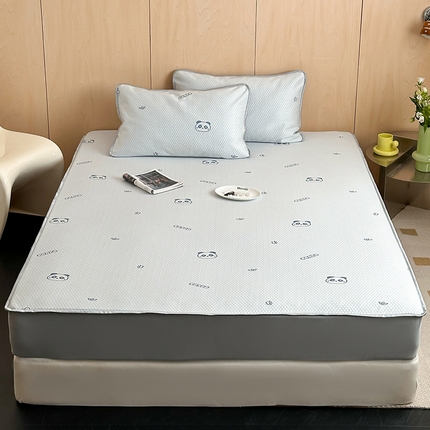 顾里家纺 新款冰豆豆立体提花软席床笠款 小熊猫蓝