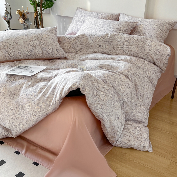 91家纺网 家纺一手货源 找家纺 千朵 2024新款莱赛尔天丝四件套 沐颜