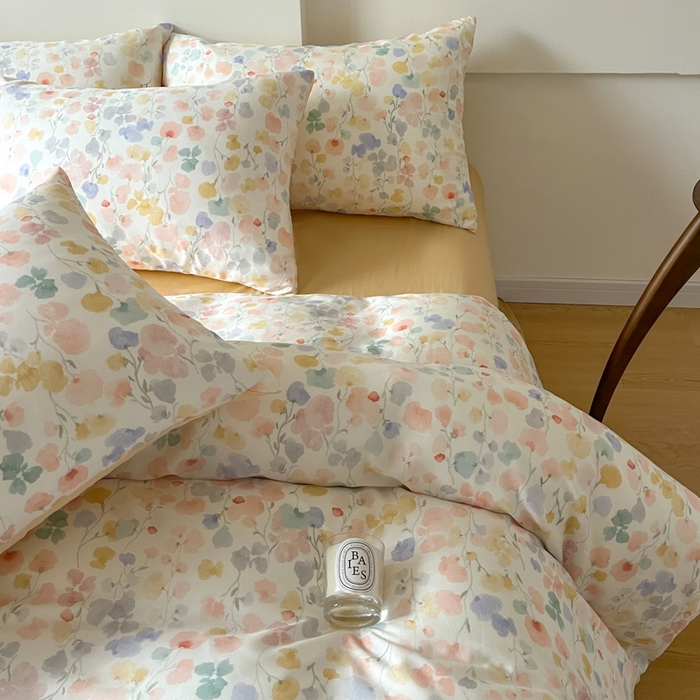 91家纺网 家纺一手货源 找家纺 千朵 2024新款莱赛尔天丝四件套 含艺粉