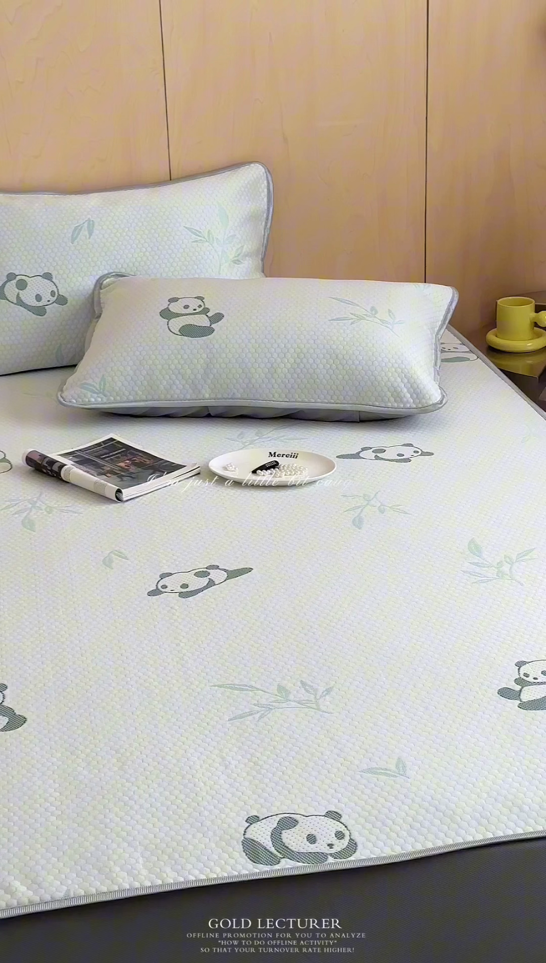 91家纺网 家纺一手货源 找家纺 顾里家纺 新款冰豆豆立体提花软席床笠款 国宝熊猫绿