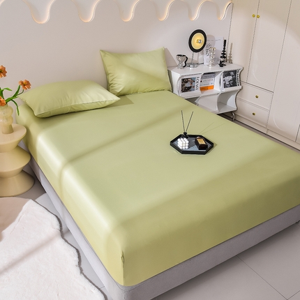 91家纺网 家纺一手货源 找家纺 简爱家纺 2025新款水洗真丝床笠单品床垫保护套床罩 仙草绿