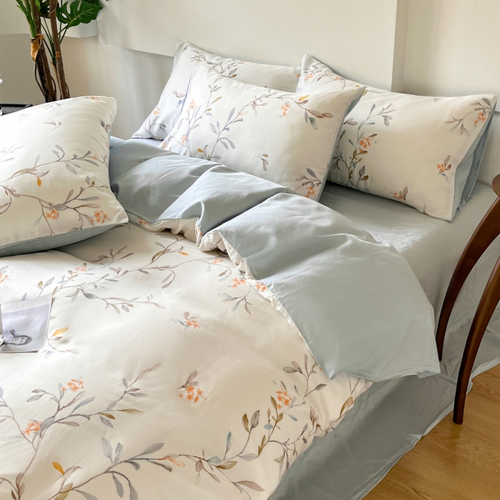 91家纺网 家纺一手货源 找家纺 千朵 2024新款莱赛尔天丝四件套 清芽