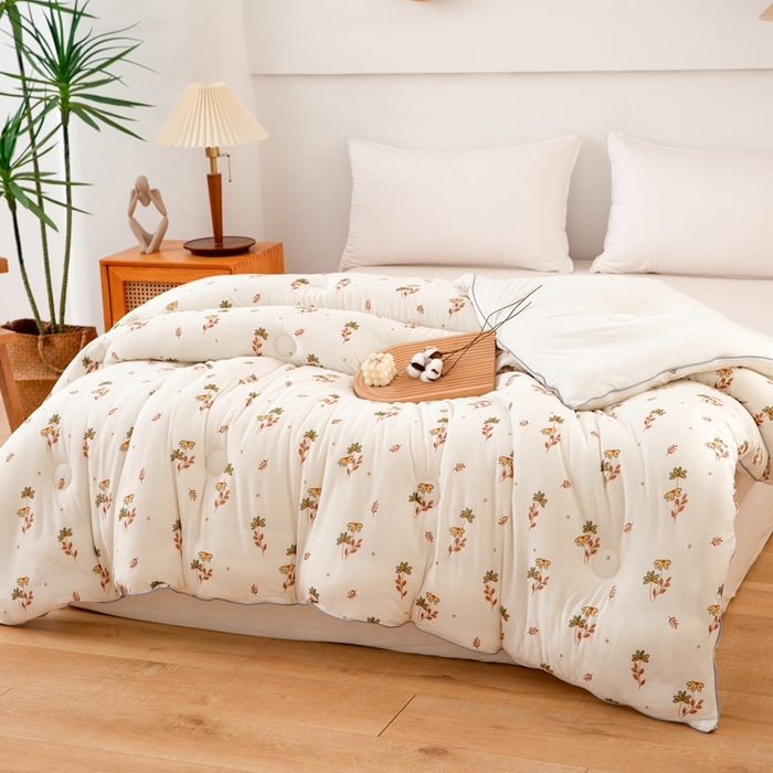 91家纺网 家纺一手货源 找家纺 啊雅家居 2025新款A类针织棉云柔大豆被抗菌被子被芯  太阳花