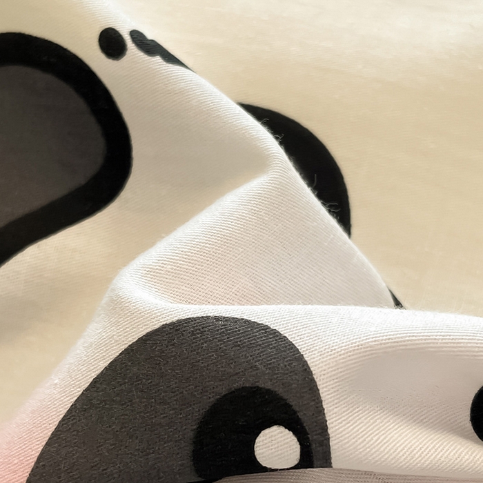 91家纺网 家纺一手货源 找家纺 绵庭家纺 2024新款AB版12868全棉印花单床单 熊猫戏水绿