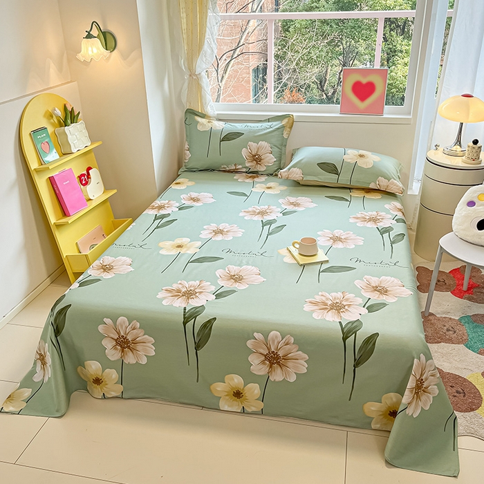 91家纺网 家纺一手货源 找家纺 绵庭家纺 2024新款AB版12868全棉印花单床单 千垛嫚柔