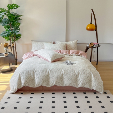 91家纺网 家纺一手货源 找家纺 千朵 2024新款莱赛尔天丝四件套 叶纷飞