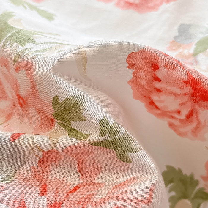 91家纺网 家纺一手货源 找家纺 绵庭家纺 2024新款AB版12868全棉印花单床单 叶语初晴