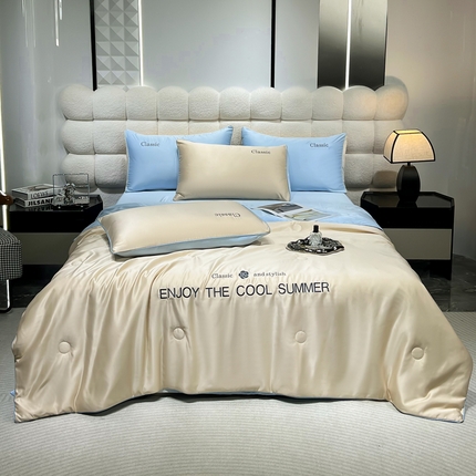 91家纺网 家纺一手货源 找家纺 （总）梦镜家纺 2025新款凉感丝刺绣系列夏被