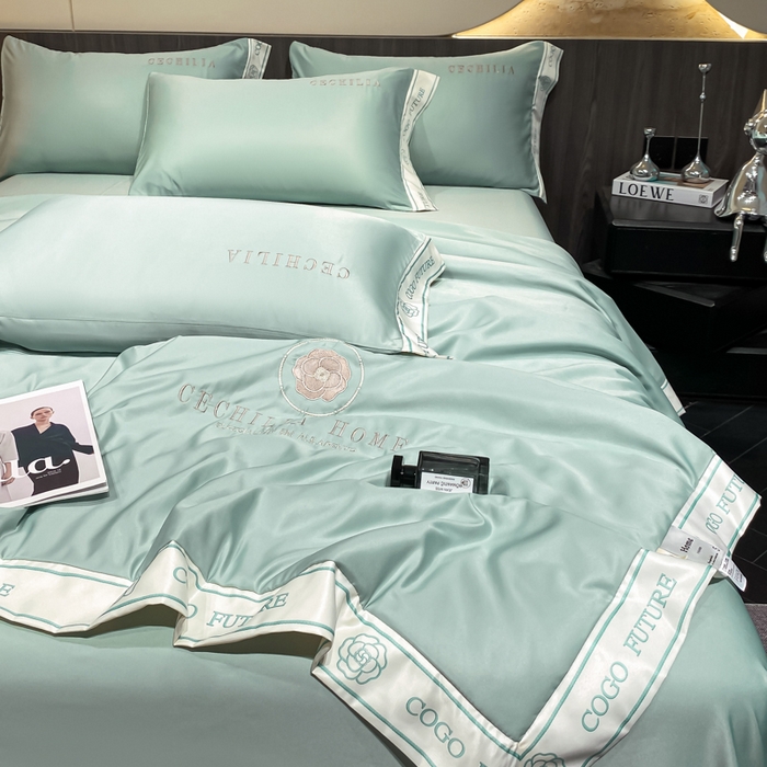 91家纺网 家纺一手货源 找家纺 2025新款 水洗真丝四件套-香蜜 香蜜-挪威蓝