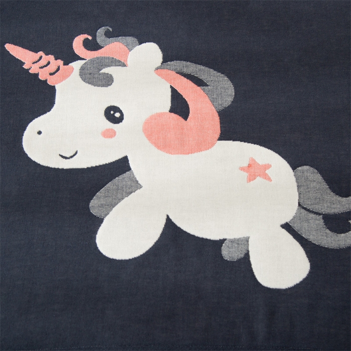 91家纺网 家纺一手货源 找家纺 朴尔家纺-毛巾被 2024新款卡通风格全棉四层纱布枕巾 飞马-藏青