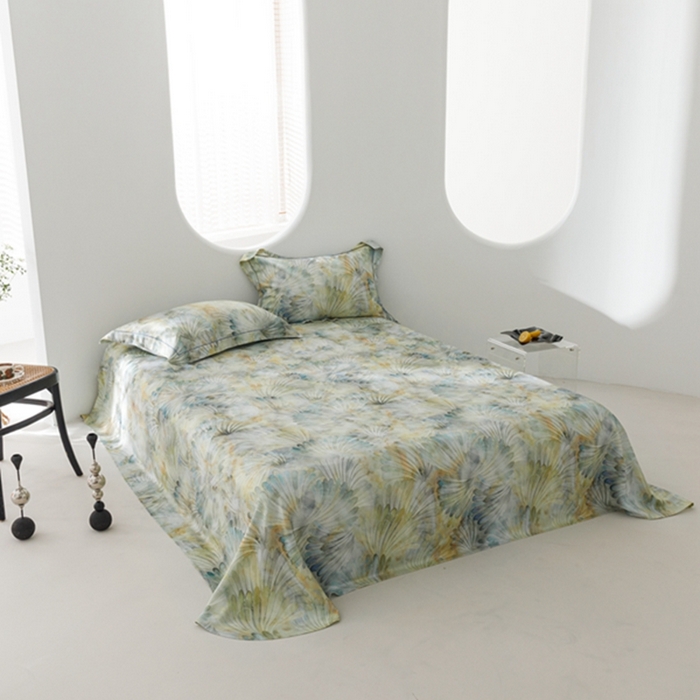 91家纺网 家纺一手货源 找家纺 2024 竹席冰丝竹纤维凉席空调席印花席子凉席三件套冰凉感软席子 鸢尾绿