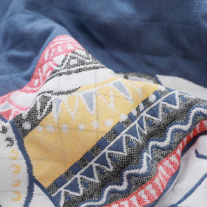 91家纺网 家纺一手货源 找家纺 朴尔家纺 2024新款柔棉卡漫风系列三层纱布枕巾 52*78cm一对 吉象蓝