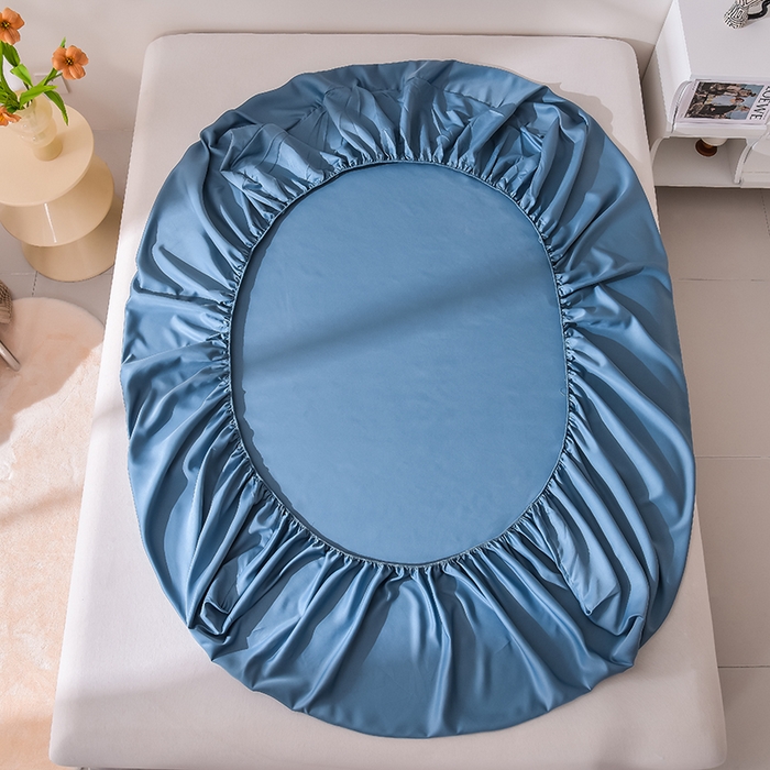 91家纺网 家纺一手货源 找家纺 简爱家纺 2025新款水洗真丝床笠单品床垫保护套床罩 冰蓝