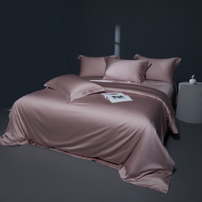 91家纺网 家纺一手货源 找家纺 缔缦 2024新款60天丝棉四件套-花漾 豆沙粉