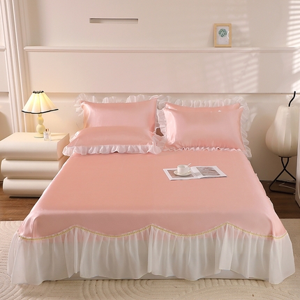 91家纺网 家纺一手货源 找家纺 （总）雪夫人 2024新款冰丝凉席床裙三件套 