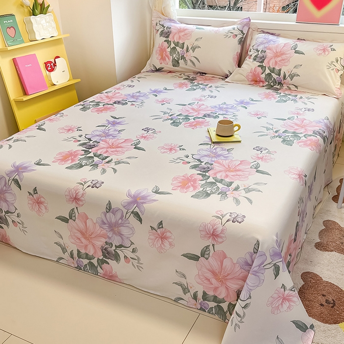 91家纺网 家纺一手货源 找家纺 绵庭家纺 2024新款AB版12868全棉印花单床单 水榭听香-米