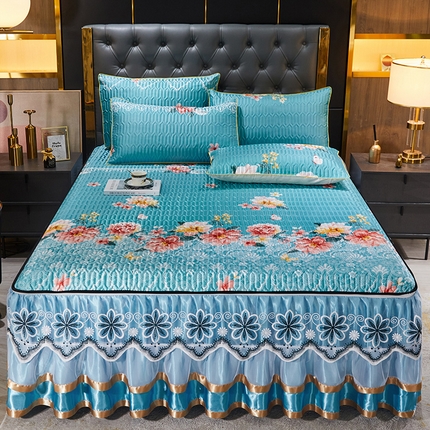 91家纺网 家纺一手货源 找家纺 （总）情恒家纺 2025新款可脱卸印花夹棉冰丝凉席三件套