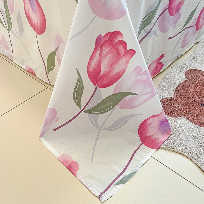 91家纺网 家纺一手货源 找家纺 绵庭家纺 2024新款AB版12868全棉印花单床单 花梦里