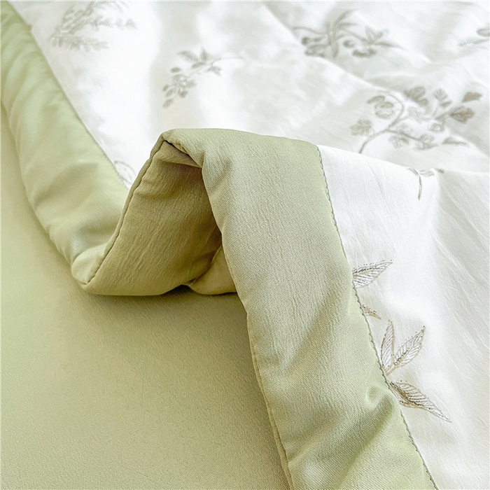 91家纺网 家纺一手货源 找家纺 梵克保罗 2024新款春夏水洗棉麻双层纱夏被四件套 石榴花开