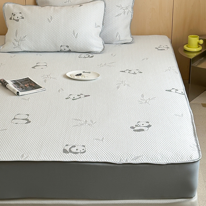 91家纺网 家纺一手货源 找家纺 顾里家纺 新款冰豆豆立体提花软席床笠款 国宝熊猫灰