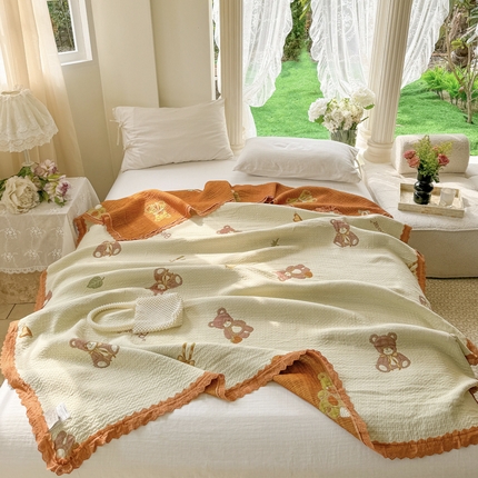 91家纺网 家纺一手货源 找家纺 （总）麻依 2024新款四层纱布天丝盖毯毛巾被夏凉毯空调毯子