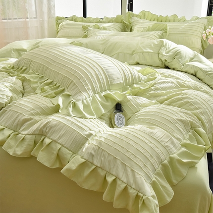 91家纺网 家纺一手货源 找家纺 迪梦姿 2024秋冬新款法式泡泡纱花边四件套