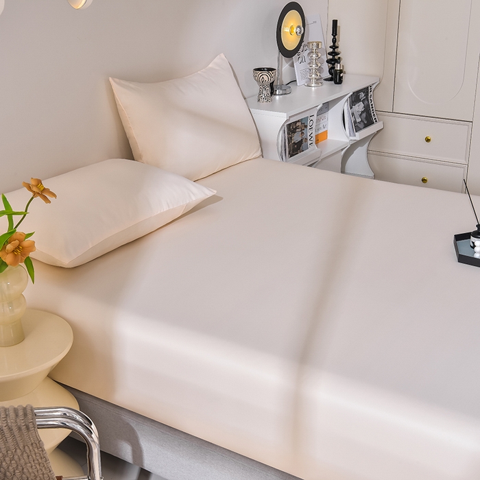 91家纺网 家纺一手货源 找家纺 简爱家纺 2025新款水洗真丝床笠单品床垫保护套床罩 暖杏色