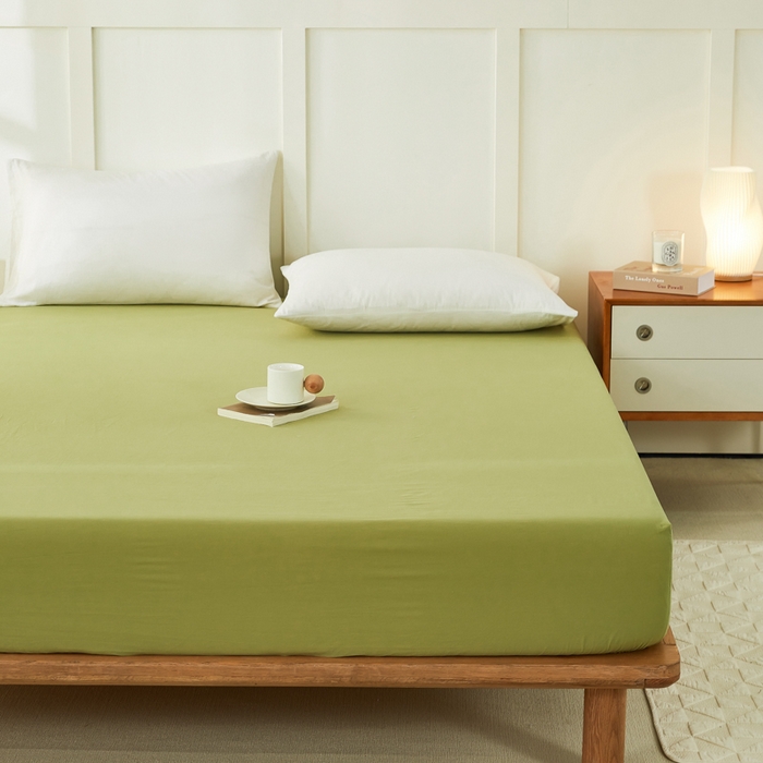 91家纺网 家纺一手货源 找家纺 凡客家居 2024新款全棉色织水洗棉单床笠学生宿舍 轻萝—绿