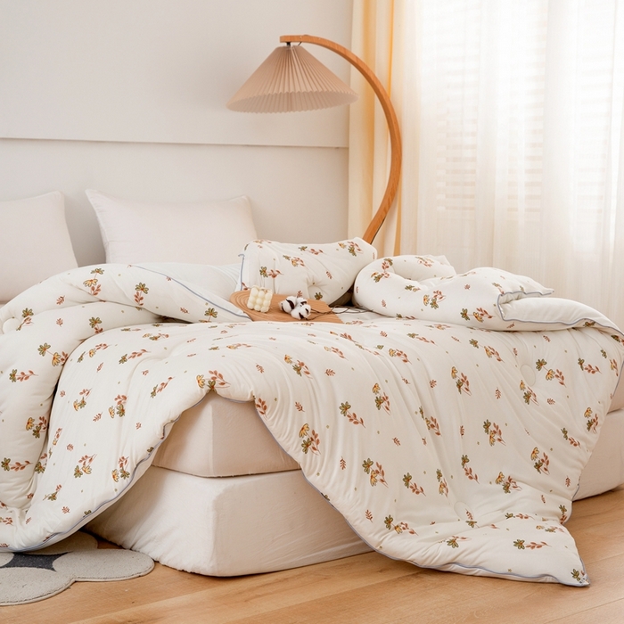 91家纺网 家纺一手货源 找家纺 啊雅家居 2025新款A类针织棉云柔大豆被抗菌被子被芯  太阳花