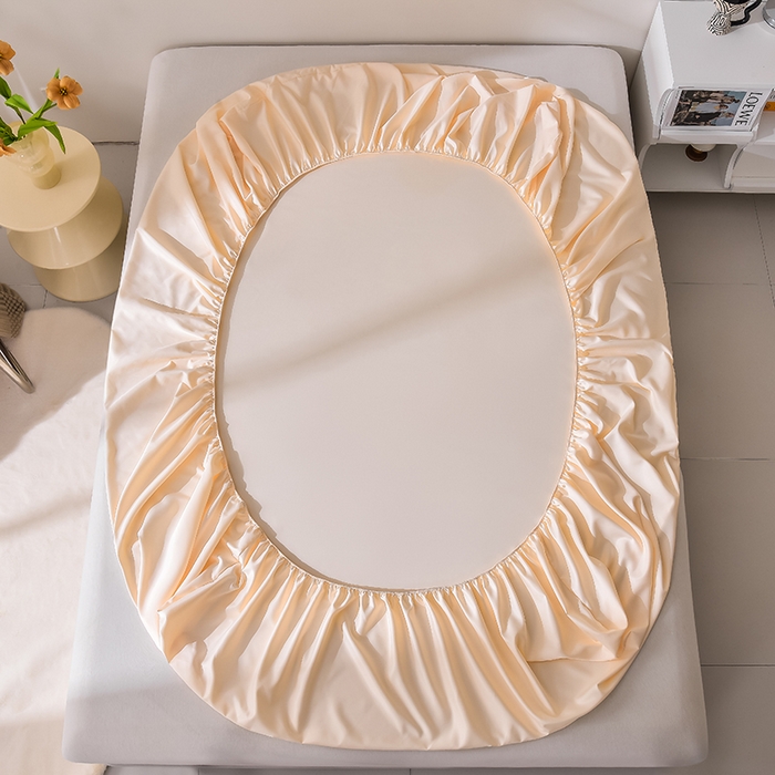 91家纺网 家纺一手货源 找家纺 简爱家纺 2025新款水洗真丝床笠单品床垫保护套床罩 暖杏色