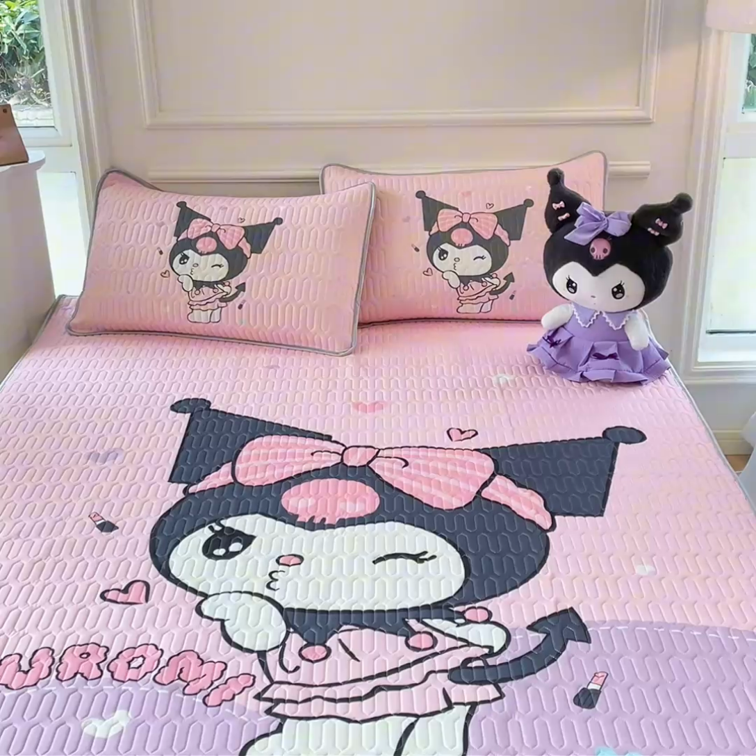 91家纺网 家纺一手货源 找家纺 蘭菲家纺 2024新款大版三丽鸥卡通凉席 公主酱小酷