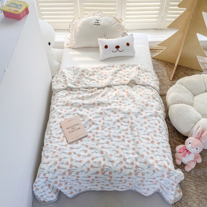 91家纺网 家纺一手货源 找家纺 潮邦 2025新款全棉双层纱多功能盖毯 白露-白