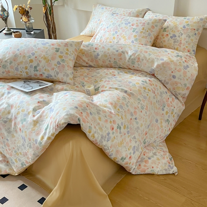 91家纺网 家纺一手货源 找家纺 千朵 2024新款莱赛尔天丝四件套 含艺粉