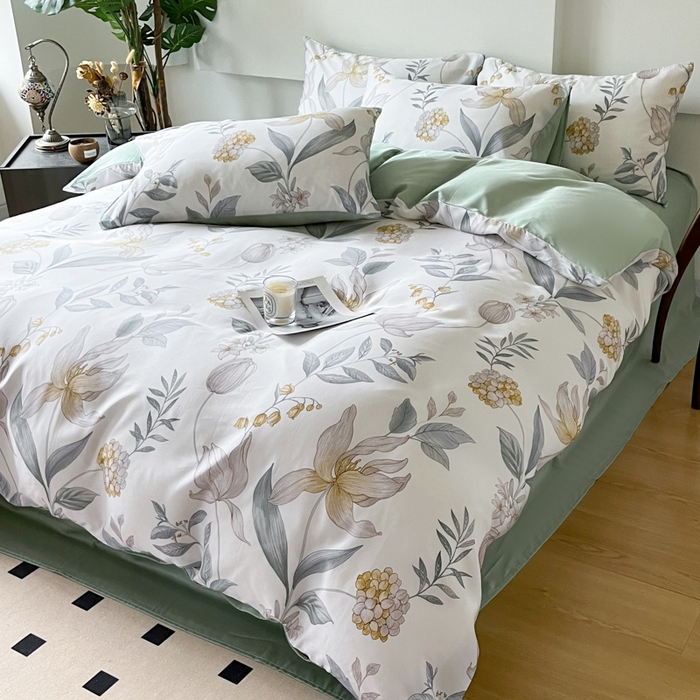 91家纺网 家纺一手货源 找家纺 千朵 2024新款莱赛尔天丝四件套 迷情