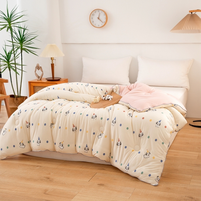 91家纺网 家纺一手货源 找家纺 啊雅家居 2025新款A类针织棉云柔大豆被抗菌被子被芯  小奶狗