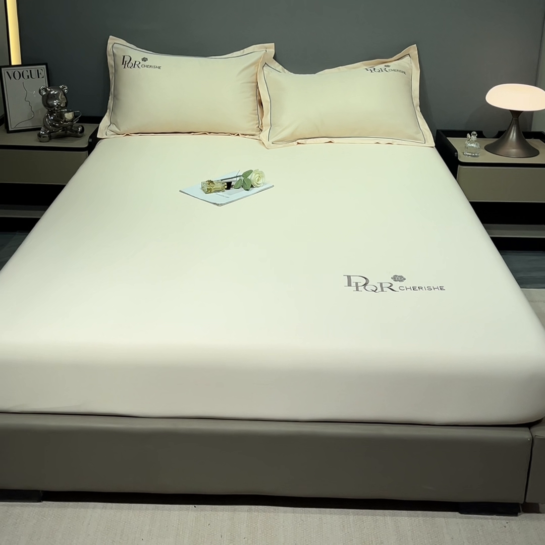 91家纺网 家纺一手货源 找家纺 丽美人家纺 2024新款简约水洗真丝单床笠 玉石白