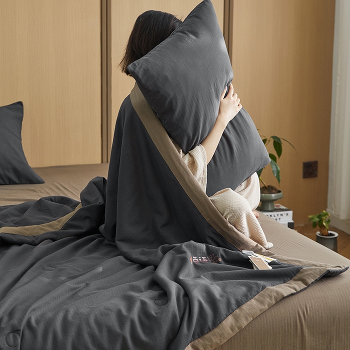 91家纺网 家纺一手货源 找家纺 （总）梦享生活家居 2024新款A类双层纱全棉提花大豆夏被