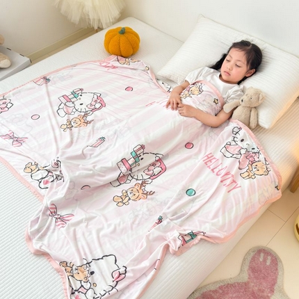 星期八 2024新款舒适亲肤三丽鸥婴儿裸睡级凉感毯 条纹kitty