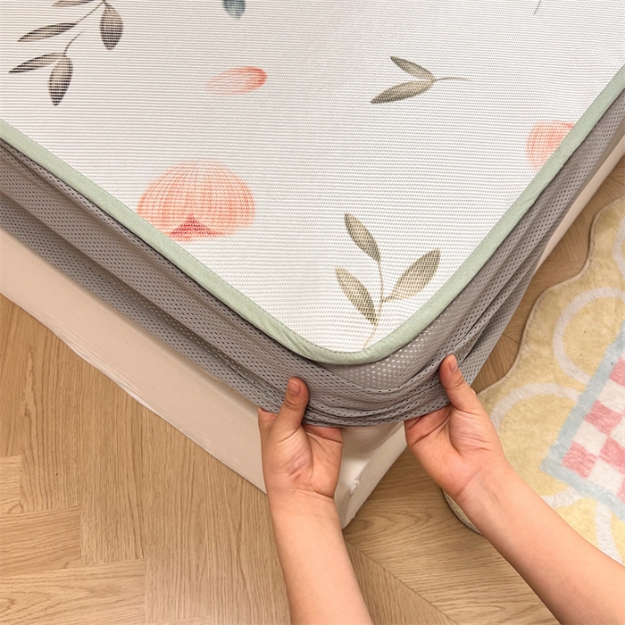 91家纺网 家纺一手货源 找家纺 慕尚 2025新款800D冰藤凉席 玉兰花-床笠款