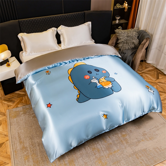 91家纺网 家纺一手货源 找家纺 2025年新款大版冰丝被套 小恐龙-大版冰丝被套