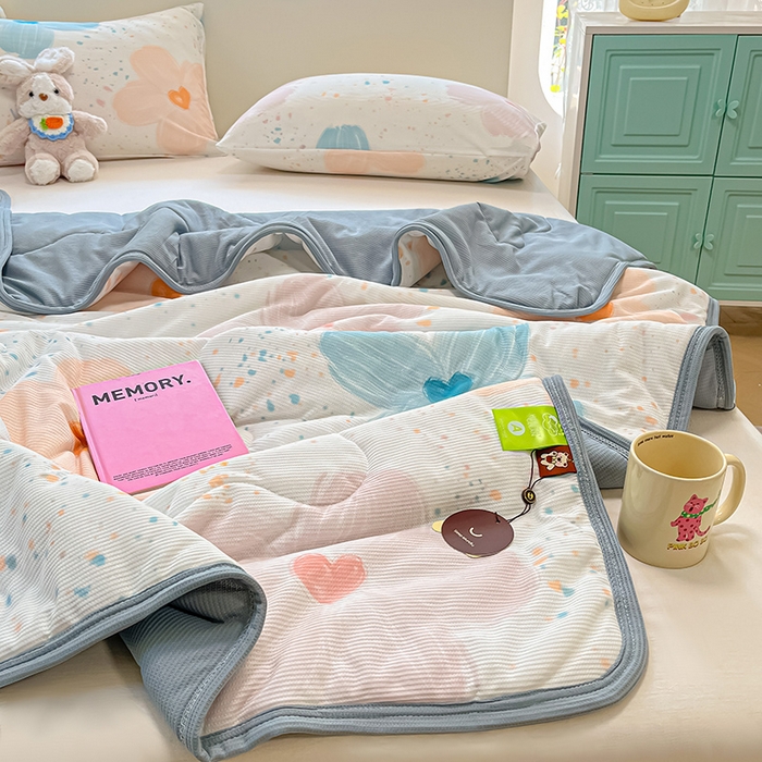 91家纺网 家纺一手货源 找家纺 美梦里 2024新款A类针织华夫格夏被夏凉被空调被子 夏花