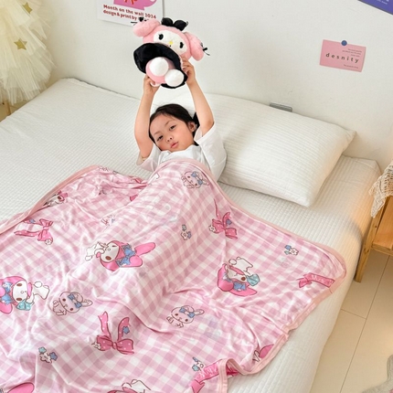 星期八 2024新款舒适亲肤三丽鸥婴儿裸睡级凉感毯 格子美乐蒂