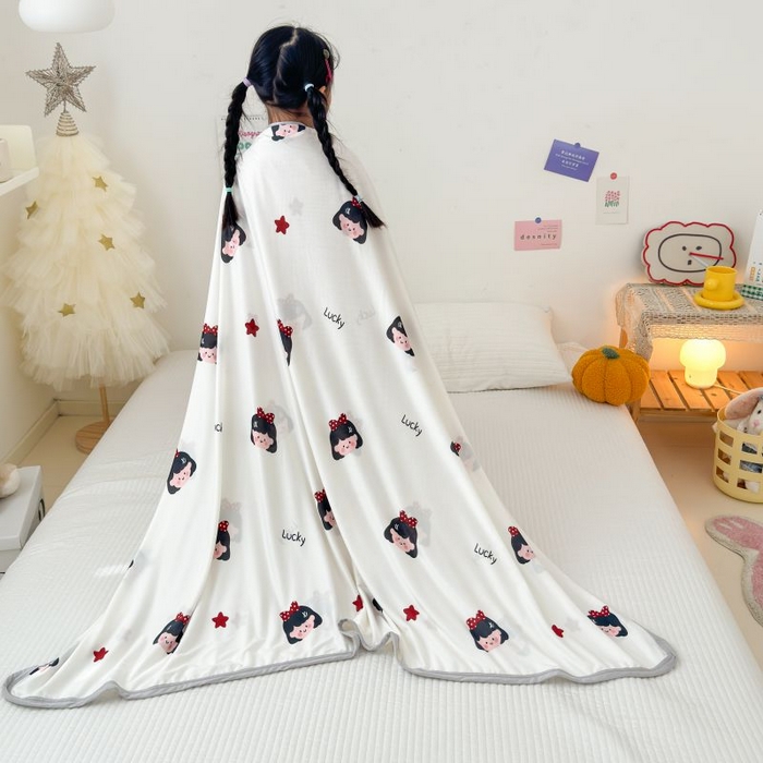 91家纺网 家纺一手货源 找家纺 星期八 2024新款舒适亲肤婴儿裸睡级卡通印花凉感毯 小女孩