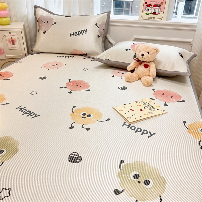 91家纺网 家纺一手货源 找家纺 慕尚 2025新款800D冰藤凉席 小公仔-床笠款