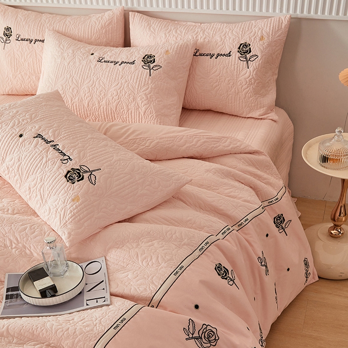 91家纺网 家纺一手货源 找家纺 （总）OL家纺 2024新款水洗全棉被套刺绣床盖夹棉三件套四件套