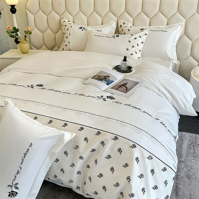 91家纺网 家纺一手货源 找家纺 梦舒羽 2025新款 莱赛尔天丝四件套-玫瑰之约 玫瑰之约-奶白