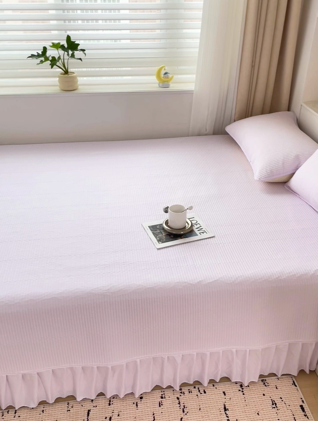91家纺网 家纺一手货源 找家纺 羽爱2024新款A类全棉纯色榻榻米床盖 浅紫