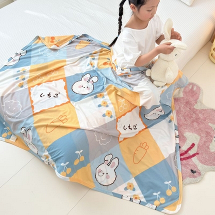 星期八 2024新款舒适亲肤婴儿裸睡级卡通印花凉感毯 兔子屋