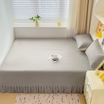 羽爱2024新款A类全棉纯色榻榻米床盖 浅灰