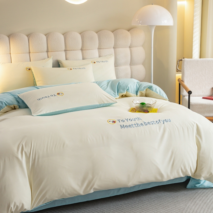 91家纺网 家纺一手货源 找家纺 梦恬佳 2024新款水洗磨毛四件套 米黄